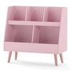Pink 5-cube kids bookshelf and toy organizer with anti-tipping kits, perfect for children's rooms and play areas.