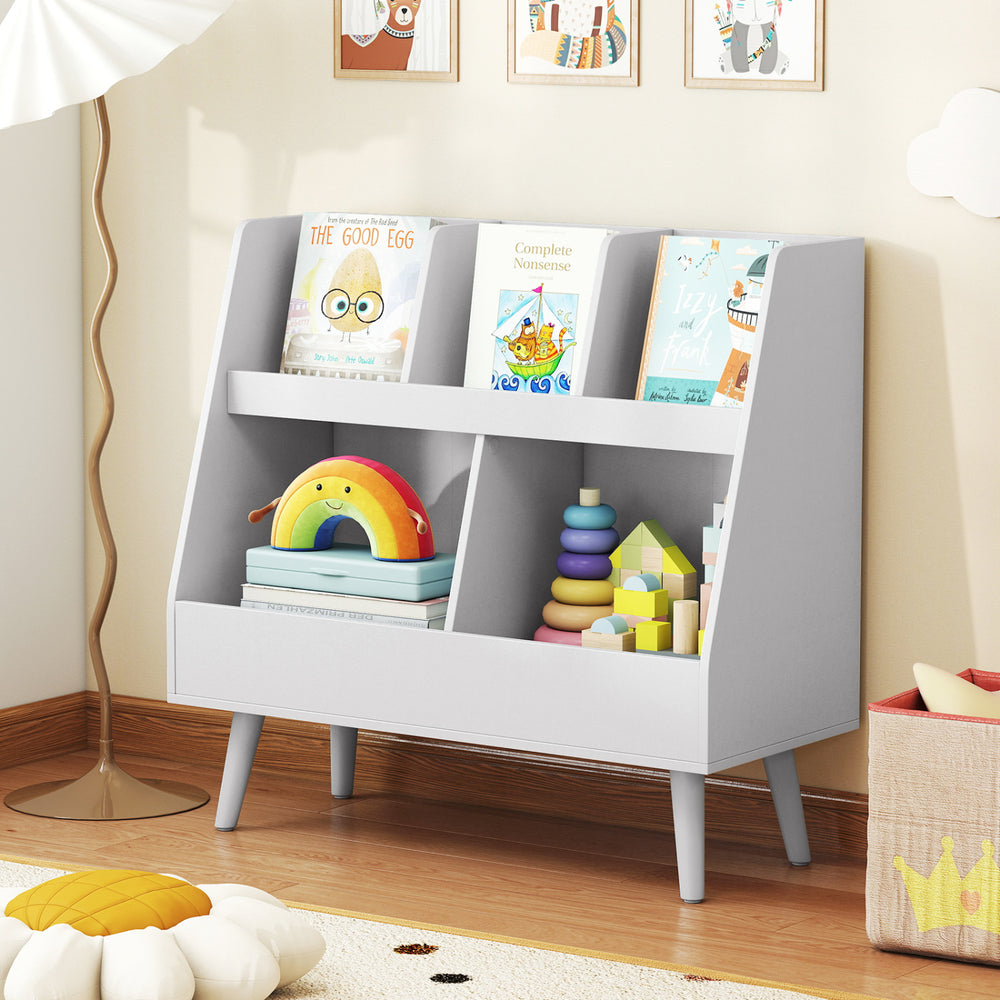 5-Cube Kids Bookshelf and Toy Organizer with Anti-Tipping Kits-Light Gray - Gallery View 1 of 9