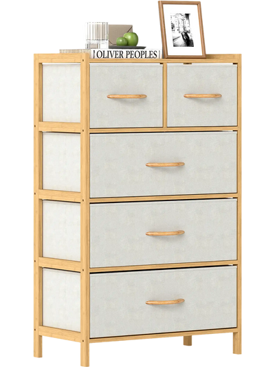 Costway 5-Drawer Bedroom Dresser with Top Shelf 91517562 New