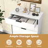 5-drawer dresser in white with interlock system, showcasing ample storage for accessories and books in a stylish design.