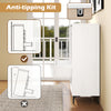 Side view of the 5-drawer dresser with anti-tipping kit, featuring a white finish and interlock system for safety.
