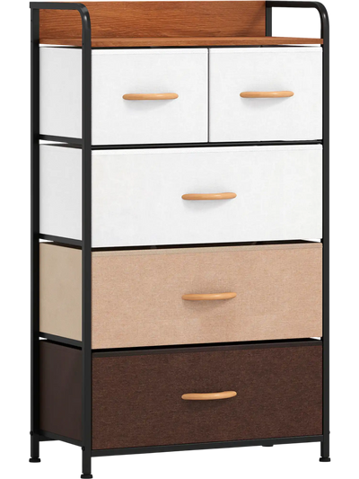 Costway 5-Drawer Fabric Dresser w/ Removable Fabric Bins 38839419 New
