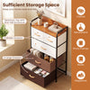 5-drawer fabric dresser with removable bins in multicolor, featuring a raised-edge top and strong metal frame for.