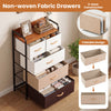 5-drawer fabric dresser with removable bins in multicolor, featuring a sturdy metal frame and foldable design for.