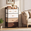 5-drawer fabric dresser with removable bins in multicolor, featuring a strong metal frame for durability and easy.