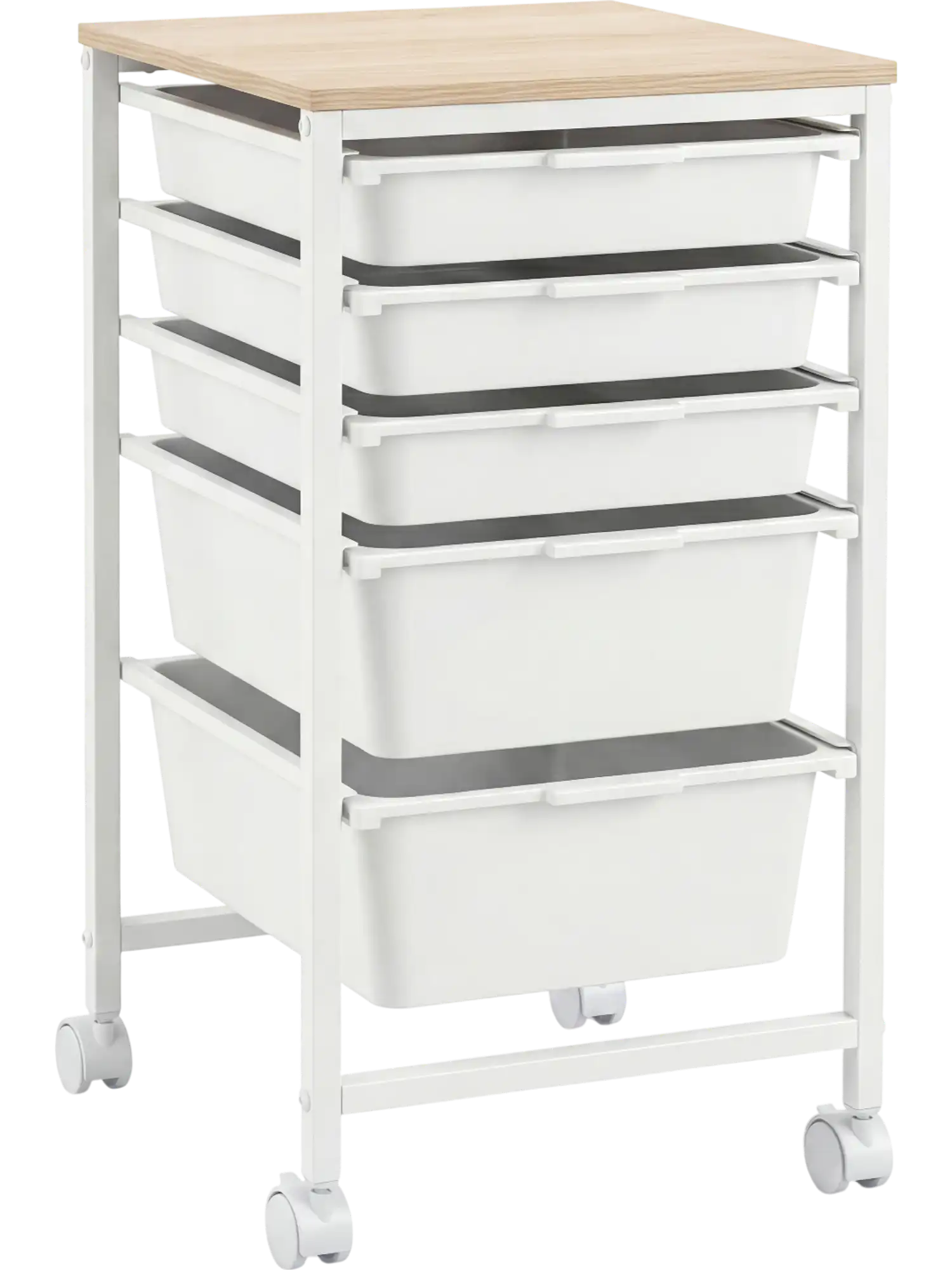 Costway 5-Drawer Rolling Storage Cart Mobile Utility Organizer Wooden Tabletop Lockable Wheels 42226234 New