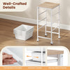 5-drawer rolling storage cart with wooden tabletop, sturdy metal frame, and lockable wheels for versatile organization.