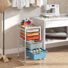 5-Drawer Rolling Storage Cart Mobile Utility Organizer with Wooden Tabletop and Lockable Wheels-Macaron - Gallery View 1 of 10