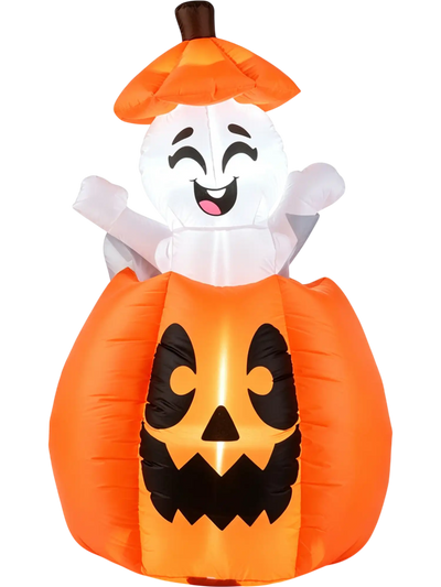 Costway 5' Animated Halloween Inflatable Pumpkin Rising Ghost Holiday Decor 98022549 New