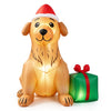 Adorable 5 FT Christmas inflatable golden retriever dog with a gift box, perfect for holiday yard decoration.