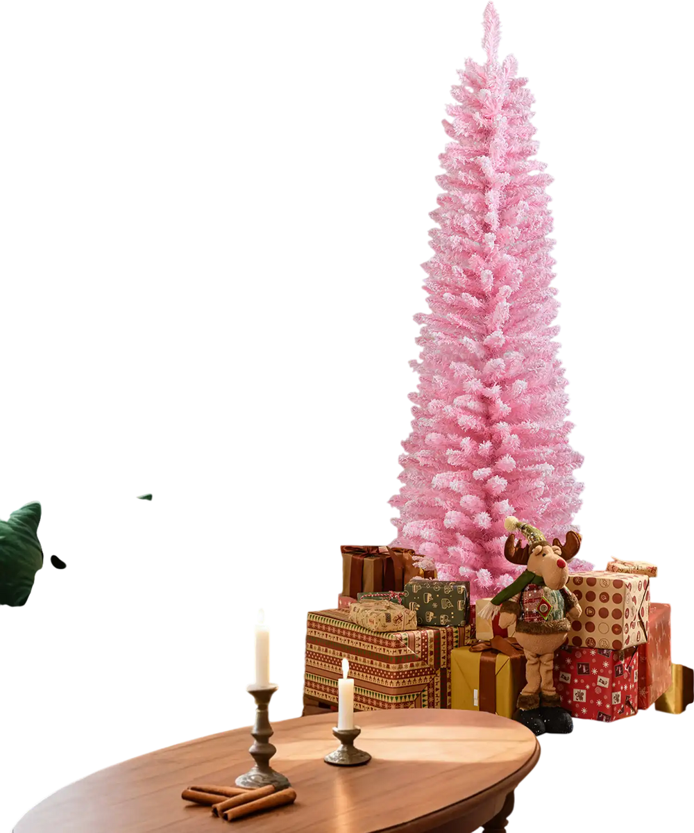5 Feet Artificial Christmas Tree with 328 Branch Tips and Folding Metal Stand for Home - Gallery View 1 of 10