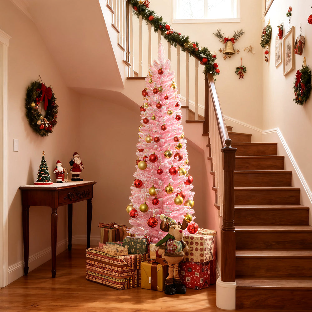 5 Feet Artificial Christmas Tree with 328 Branch Tips and Folding Metal Stand for Home - Gallery View 2 of 10