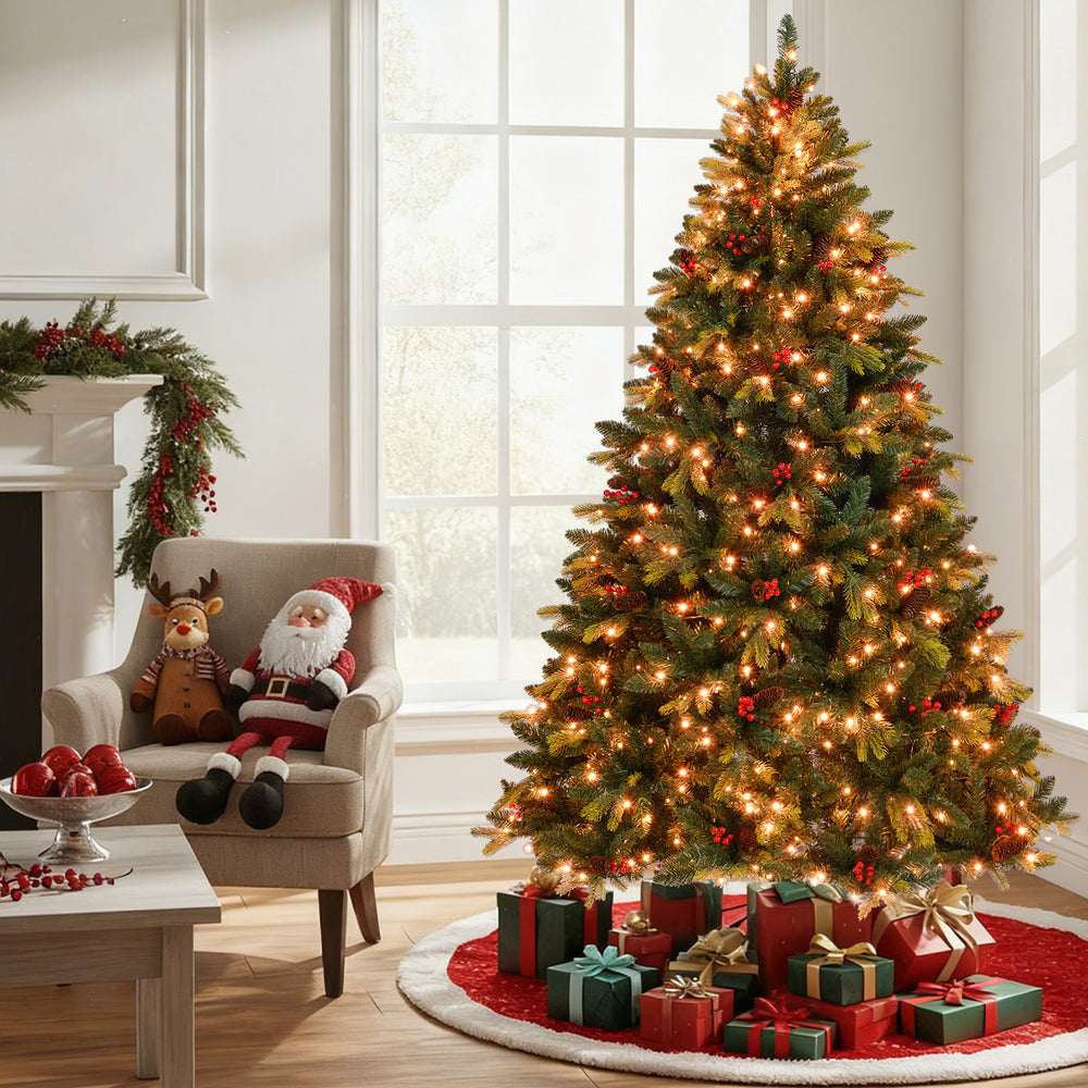 5/6/7/8 FT Artificial Christmas Tree with LED Lights and Remote APP Control-7 ft - Gallery View 1 of 10