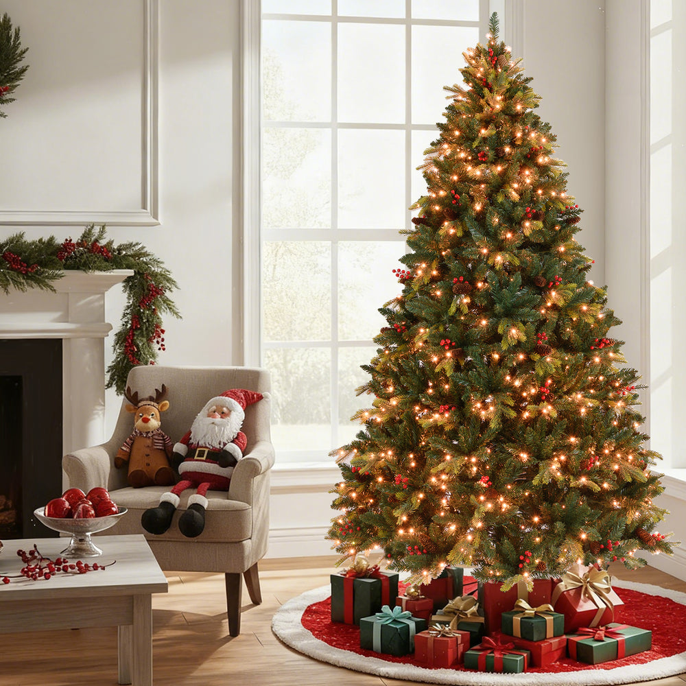 5/6/7/8 FT Artificial Christmas Tree with LED Lights and Remote APP Control-8 ft - Gallery View 1 of 10
