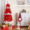 5 FT artificial Christmas tree with vibrant red and white branch tips, ideal for creating a festive atmosphere indoors.
