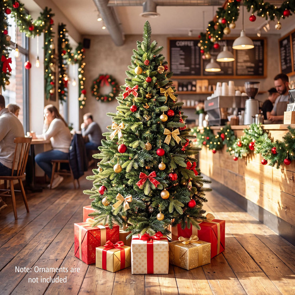 5 FT artificial Christmas tree with 500 branch tips, featuring a realistic design, perfect for festive decorations.