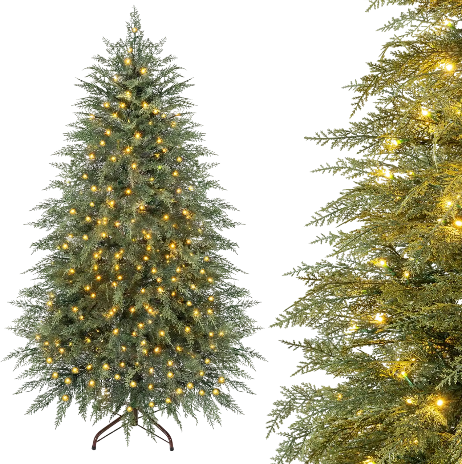 Costway Pre-Lit Artificial Christmas Tree Warm White LED Full Branch Tips 32465117 New