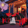 Inflatable Halloween spider with red tunnel light eyes, 10-ft span, perfect for outdoor spooky decorations.