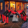 Halloween inflatable spider with red tunnel light eyes, 5-ft height, and eerie LED head, ideal for dramatic yard.
