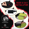 Halloween inflatable spider with red tunnel light eyes, 10-ft span, quick 90s inflation, and secure outdoor setup.