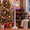 5 FT indoor Christmas street lamp post with colorful lights, featuring festive decorations and soothing snow effects for holiday cheer.