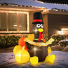 5 FT inflatable turkey with LED lights, pumpkin, and "HAPPY THANKSGIVING" banner, ideal for festive indoor or outdoor.