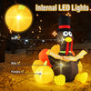 5 FT inflatable turkey with pumpkin, LED lights, and "HAPPY THANKSGIVING" banner for festive indoor or outdoor decor.
