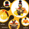 5 FT inflatable turkey with LED lights, colorful tail, and big pumpkin, perfect for Thanksgiving indoor decoration.