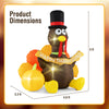 5 FT inflatable turkey with pumpkin and LED lights, featuring a "HAPPY THANKSGIVING" sign, ideal for indoor party decor.