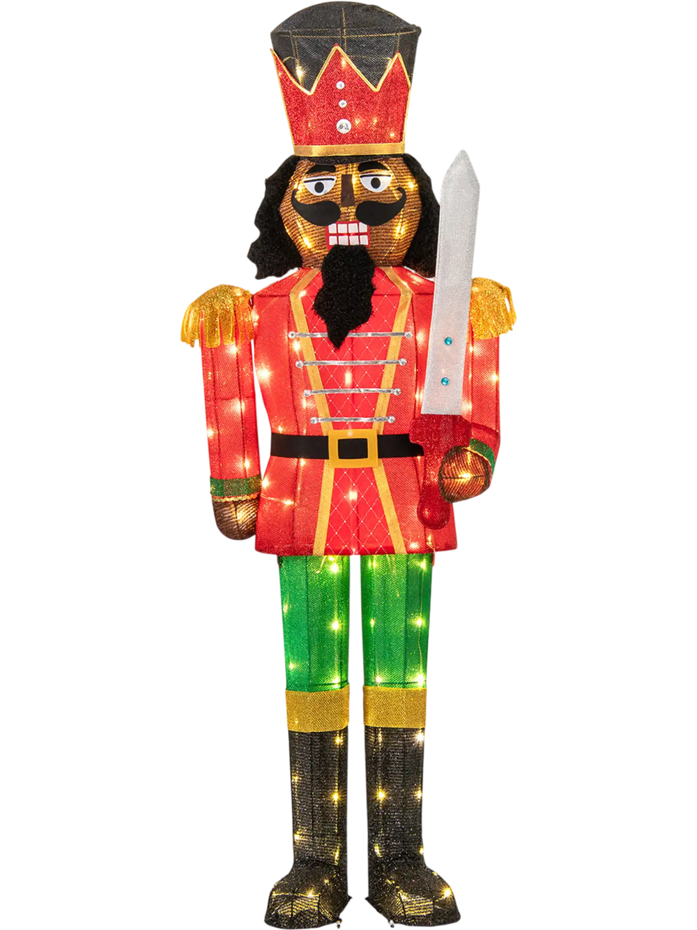 5 FT Lighted Christmas Nutcracker with Glitter Sword for Outdoor
