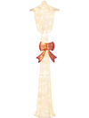Elegant 5 FT lighted Christmas lamp post featuring a silver-sparkled finish and festive red bowknot for seasonal charm.