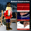 5 FT Christmas Nutcracker decoration with glitter sword, featuring a powder-coated metal frame and 100 warm-white LED.