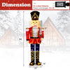 5 FT Christmas Nutcracker decoration with glitter sword, 100 LED lights, waterproof fabric, perfect for outdoor holiday.
