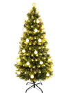 5 FT artificial fir Christmas tree with 28 warm white LED lights and 36 light balls, perfect for festive holiday decor.