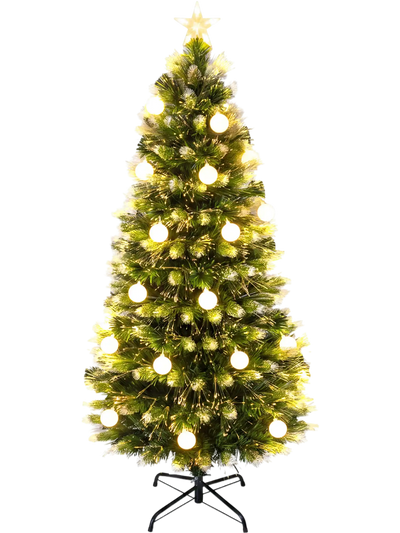 Costway 5' Pre-Lit Artificial Christmas Tree w/ Optical Fibers 18833602 New