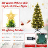 5 FT artificial fir Christmas tree with 28 warm white LED lights, fiber optic, and 8 lighting modes for festive decor.