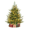 5 FT pre-lit artificial Christmas tree featuring 180 warm white LED lights and lifelike PVC leaves, perfect for holiday decor.