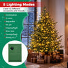 5 FT pre-lit artificial Christmas tree with 180 warm white LED lights and 8 lighting modes for festive ambiance.