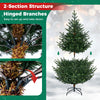 5 FT pre-lit artificial Christmas tree featuring 180 warm white LED lights and hinged branches for easy setup.