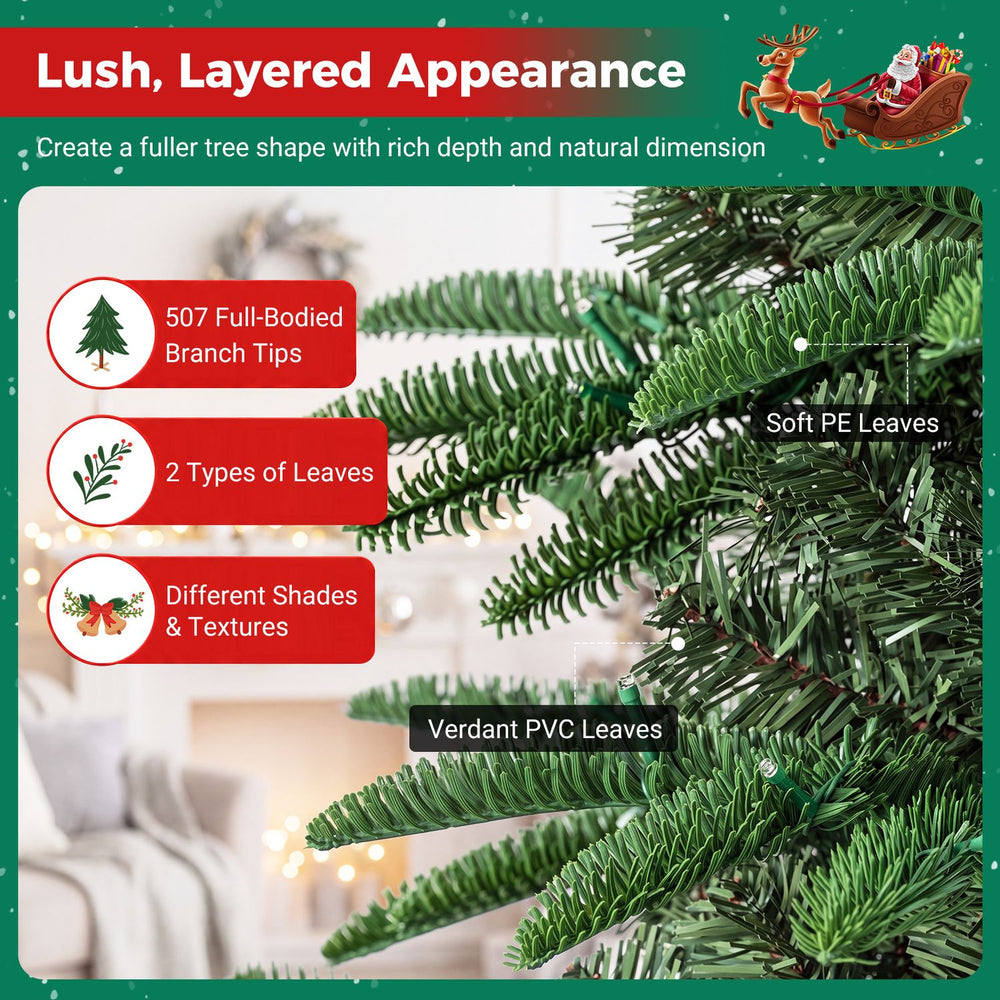 Lush 5 FT pre-lit artificial Christmas tree features 507 branch tips and warm LED lights for festive indoor celebrations.