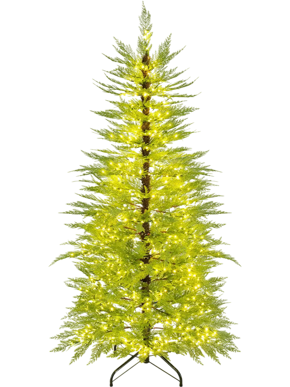 5 FT pre-lit artificial Christmas tree showcasing a sparse cypress design and 670 warm white lights for a cozy ambiance.