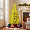 5 FT pre-lit artificial Christmas tree with 670 warm white lights, featuring a sparse cypress profile for a festive glow.