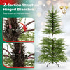 5 FT pre-lit artificial Christmas tree features 670 warm white lights and a 2-section hinged design for easy setup.