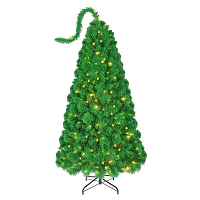 Costway Pre-Lit Artificial Christmas Tree Green Snow Flocked 72632977 New
