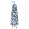 5 FT pre-lit artificial Christmas tree with a slim design and bendable top, featuring 110 warm white LED lights for cozy ambiance.