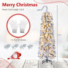 5 FT pre-lit artificial Christmas tree with bendable top, 110 warm white LED lights, and included gloves for easy setup.