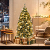 5 FT pre-lit Christmas tree with 250 warm white and multi-color LED lights, perfect for festive home decoration.