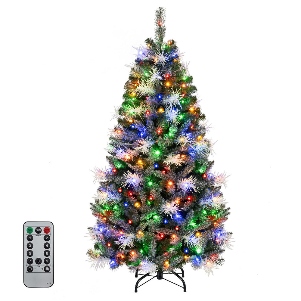 5 FT pre-lit Christmas tree with 250/470 dimmable LED lights and remote control, perfect for home party decoration.