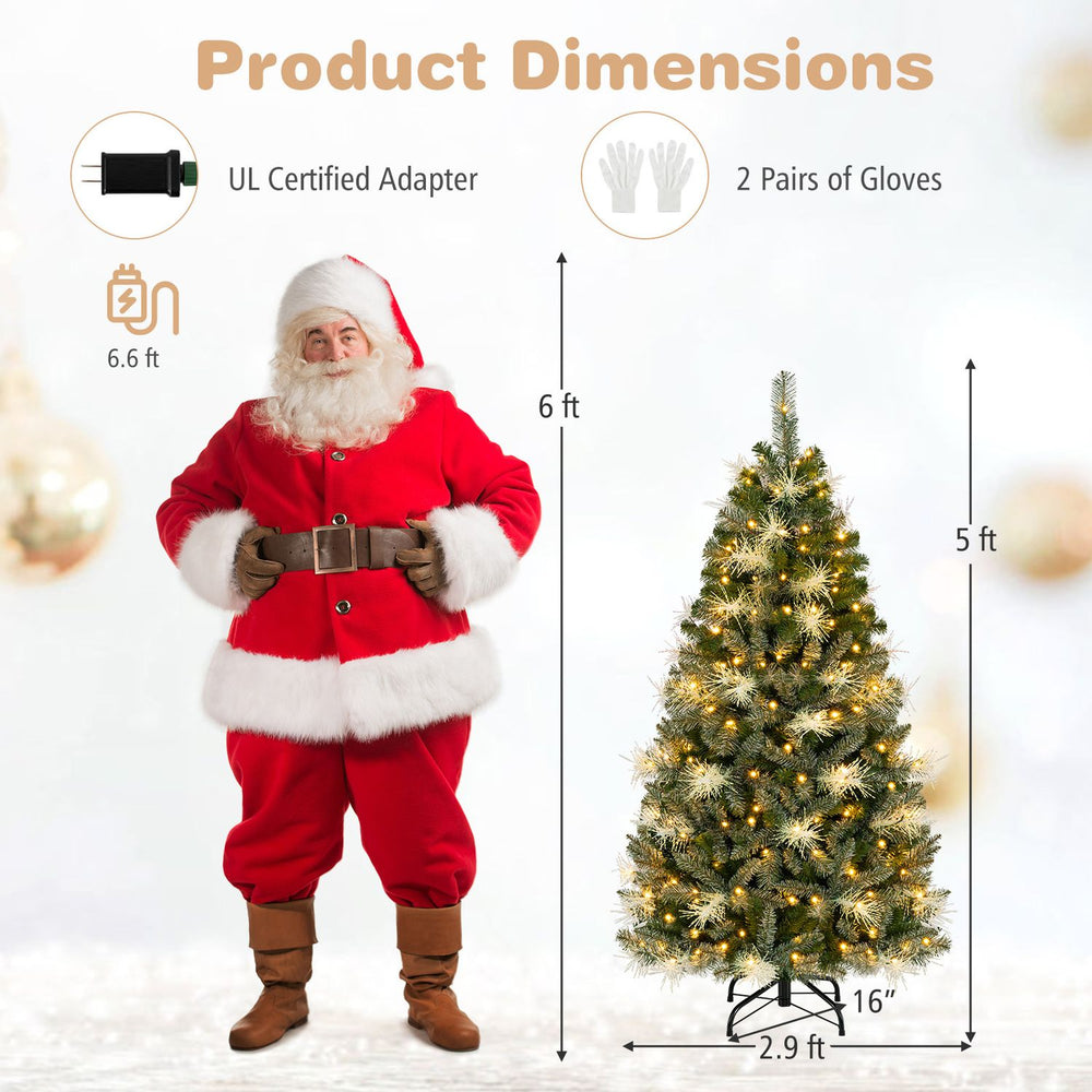 5 FT pre-lit Christmas tree with 250 warm white and multi-color LED lights, ideal for home party decoration.