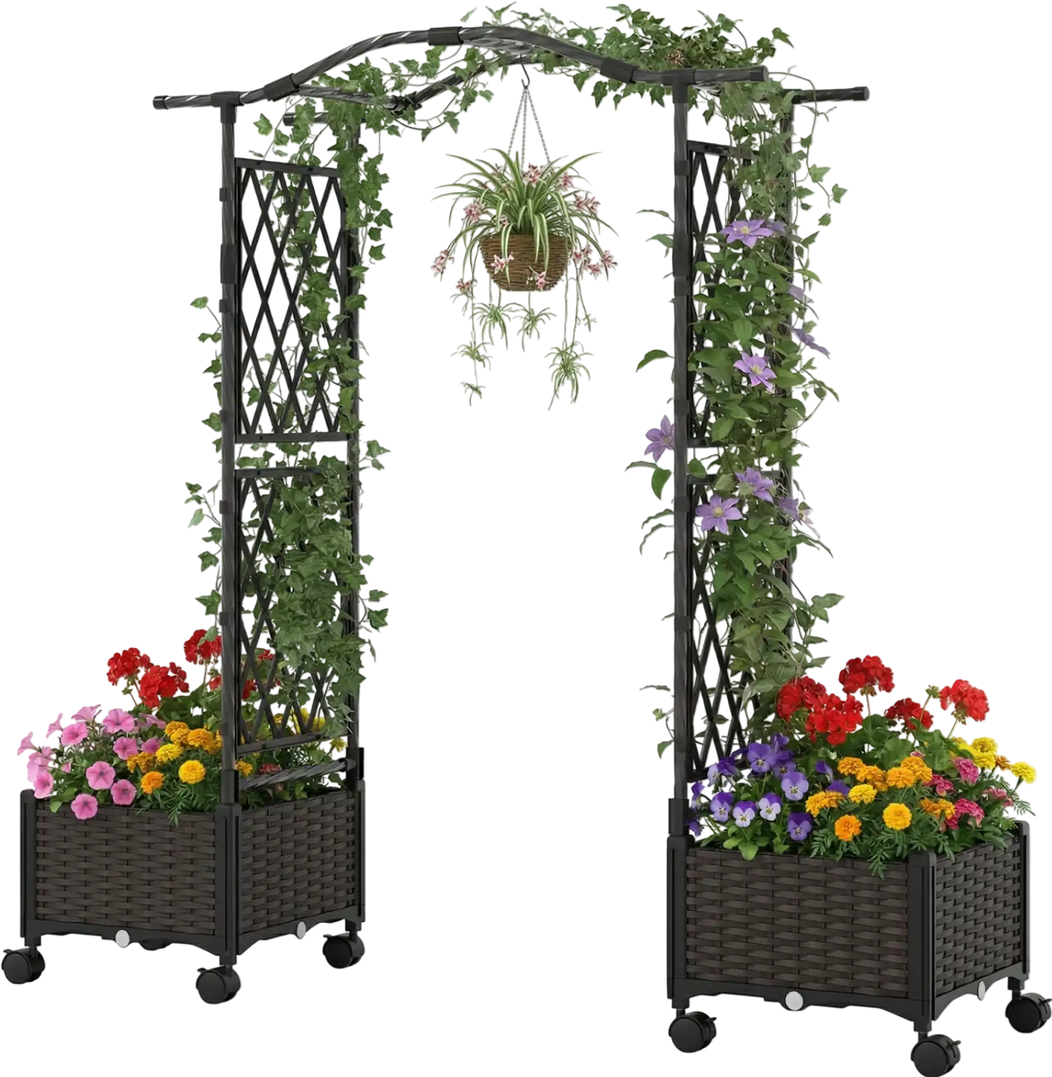Costway 5' Self-Watering Planter Box w/ Lattice Trellis Roof 90826225 New